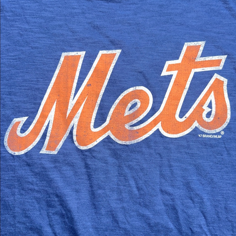 New York Mets Grit Wordmark ‘47 Scrum Tee Bleacher Blue Men’s XL | MLB Licensed - Picture 7 of 8